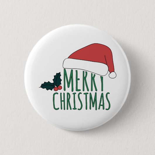 vrolijke kerst met santa hat ronde button 5,7 cm (Voorkant)