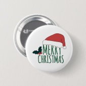 vrolijke kerst met santa hat ronde button 5,7 cm (Voorkant /achterkant)
