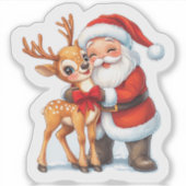 Vrolijke kerst met Santa & Reindeer! Sticker (Voorkant)