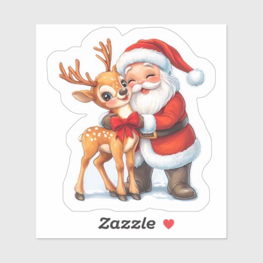 Vrolijke kerst met Santa & Reindeer! Sticker (Vel)