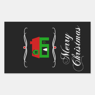vrolijke kerst ( mod home ) rechthoekige sticker