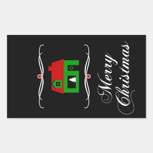 vrolijke kerst ( mod home ) rechthoekige sticker (Voorkant)