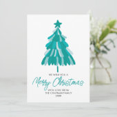 Vrolijke kerst moderne boom feestdagenkaart (Staand voorkant)