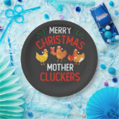 Vrolijke kerst moeder Cluckers Rooaster Xmas Papieren Bordje (Feest)