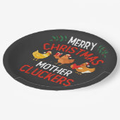 Vrolijke kerst moeder Cluckers Rooaster Xmas Papieren Bordje (Gekanteld)