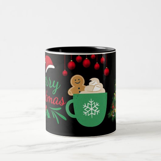 Vrolijke kerst Mok met peperkoek, warme cacao (Center)