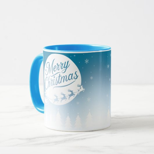 Vrolijke kerst Mok met rendieren en sneeuw (Voorkant links)