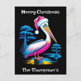 Vrolijke kerst Neon Pelican Feestdagenkaart