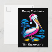 Vrolijke kerst Neon Pelican Feestdagenkaart (Voorkant / Achterkant)