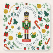 Vrolijke kerst notenkraker custom monogram kartonnen onderzetters (Voorkant)
