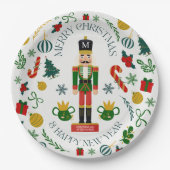 Vrolijke kerst notenkraker custom monogram papieren bordje (Voorkant)