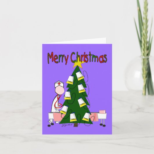 Vrolijke kerst Nurse Foley Bag Tree Kaarten (Voorkant)