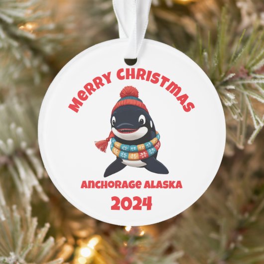 Vrolijke kerst orka ankerplaats Alaska Ornament (Boom)