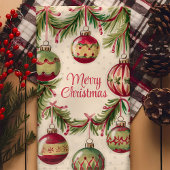 Vrolijke kerst Ornamenten en Pine Branches Theedoek