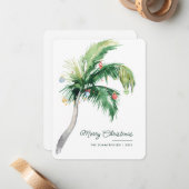 Vrolijke Kerst Palmboom Tropische kust Notitiekaartje (Voorkant / Achterkant in situ)