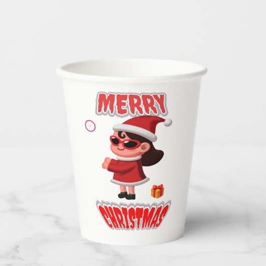 VROLIJKE KERST PAPIEREN BEKERS (Voorkant)