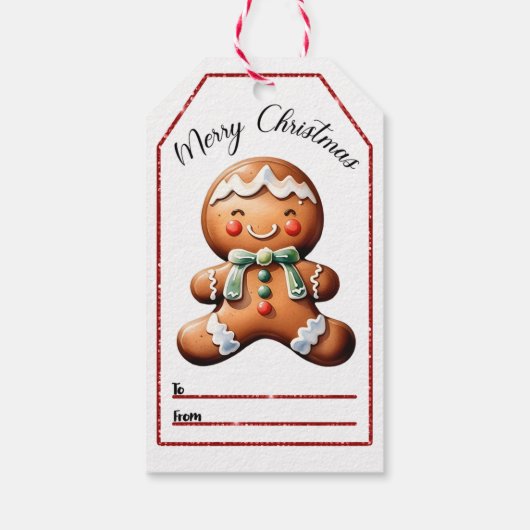 Vrolijke kerst peperkoek label voor gifting joy cadeaulabel (Achterkant)