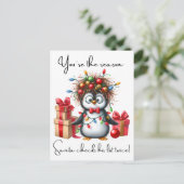 Vrolijke kerst pinguïn grappige quotes voor vriend feestdagenkaart (Staand voorkant)