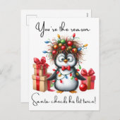 Vrolijke kerst pinguïn grappige quotes voor vriend feestdagenkaart (Voorkant / Achterkant)