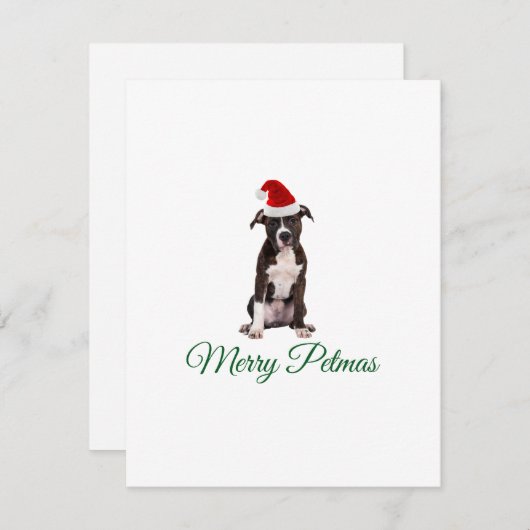 Vrolijke kerst pitbull feestdagenkaart (Voorkant / Achterkant)