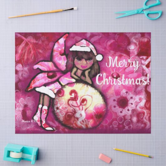 Vrolijke kerst Pixie Whimsical Bloemen Decoupage Tissuepapier (Craft)