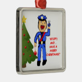 Vrolijke kerst politieagent metalen ornament (Rechts)