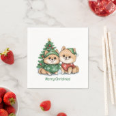 Vrolijke kerst Pommerse honden Servet (Insitu)