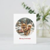 Vrolijke kerst Pommerse rendier hond Briefkaart (Staand voorkant)