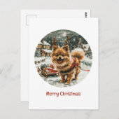 Vrolijke kerst Pommerse rendier hond Briefkaart (Voorkant / Achterkant)