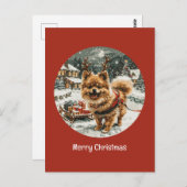 Vrolijke kerst Pommerse rendier hond Briefkaart (Voorkant / Achterkant)
