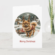 Vrolijke kerst Pommerse rendier hond