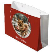 Vrolijke kerst Pommerse rendier hond Groot Cadeauzakje (Achterkant Gekanteld)