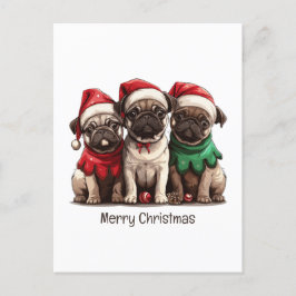 Vrolijke kerst Pug Dogs Briefkaart
