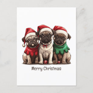 Vrolijke kerst Pug Dogs Briefkaart