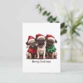 Vrolijke kerst Pug Dogs Briefkaart (Staand voorkant)