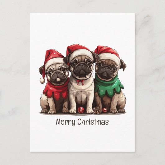 Vrolijke kerst Pug Dogs Briefkaart (Voorkant)