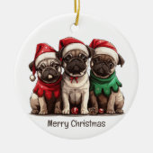 Vrolijke kerst Pug Dogs Keramisch Ornament (Voorkant)
