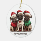 Vrolijke kerst Pug Dogs Keramisch Ornament (Links)