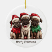 Vrolijke kerst Pug Dogs Keramisch Ornament (Achterkant)