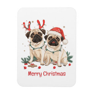 Vrolijke kerst Pug Dogs Magneet
