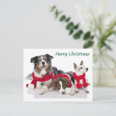 Vrolijke kerst pups feestdagenkaart (Staand voorkant)