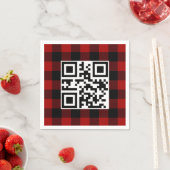 Vrolijke kerst QR-code op Buffalo Plaid Servet (Insitu)