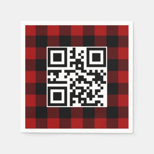 Vrolijke kerst QR-code op Buffalo Plaid Servet (Voorkant)