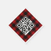 Vrolijke kerst QR-code op Buffalo Plaid Servet (Hoek)