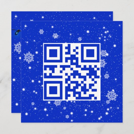 Vrolijke kerst QR-code op sneeuwvlokken Feestdagenkaart (Voorkant / Achterkant)