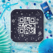 Vrolijke kerst QR-code op sneeuwvlokken Papieren Bordje (Feest)