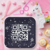 Vrolijke kerst QR-code op sneeuwvlokken Papieren Bordje (Feest)
