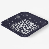 Vrolijke kerst QR-code op sneeuwvlokken Papieren Bordje (Gebogen)