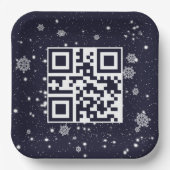 Vrolijke kerst QR-code op sneeuwvlokken Papieren Bordje (Voorkant)