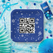 Vrolijke kerst QR-code op sneeuwvlokken Papieren Bordje (Feest)